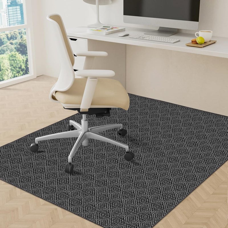 KMAT Office Chair Mat, 46x60in Heavy Duty Hardwood/Tile Floor Protector, Floor Mat Computer Desk Mat for Rolling Chairs, Work, Study, Office, Black - Image 1